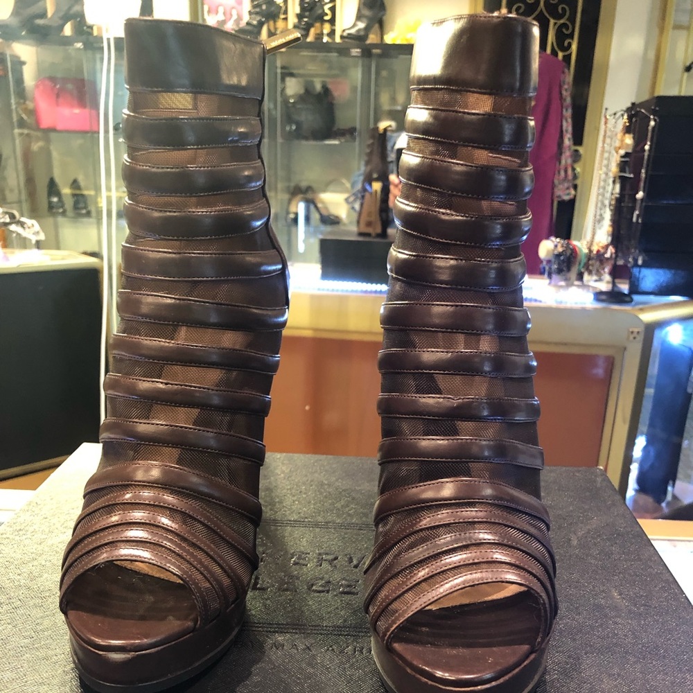 Leather bootie Herve Leger